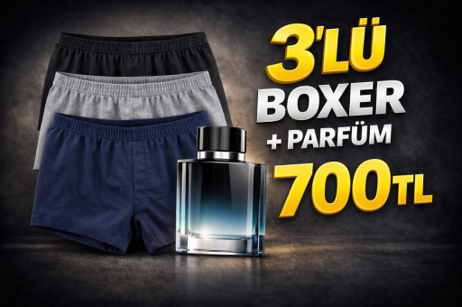3'LÜ BOXER+PARFÜM 600 TL
