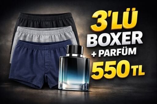 3'LÜ BOXER+PARFÜM 550 TL