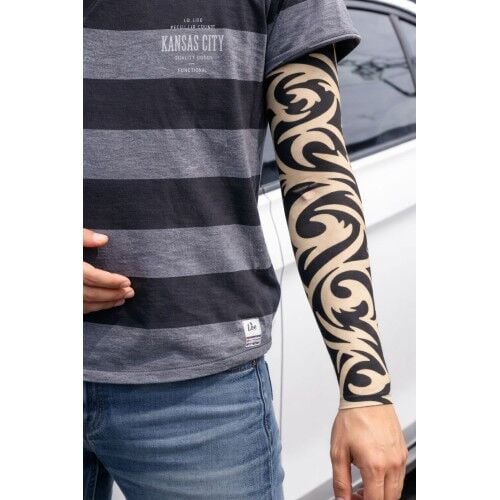 Giyilebilir Kol Dövmesi Çorap Dövme 3D Baskılı Kol Bacak Dövme 2 Adet Model 11