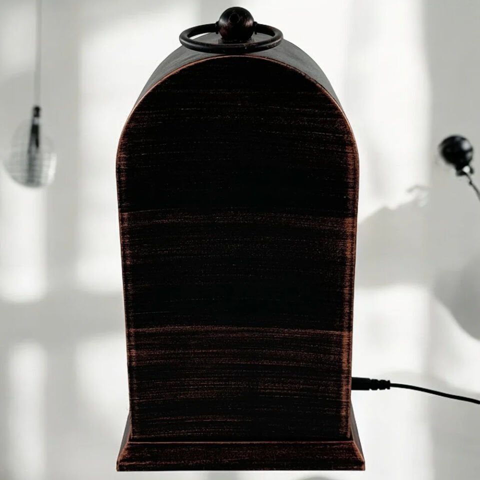 LED Işıklı Siyah Eskitme Şömine Saat