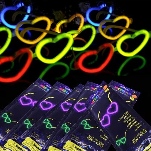Glow Kalpli Fosforlu Gözlük 6’lı Renkli Set – Neon Parti
