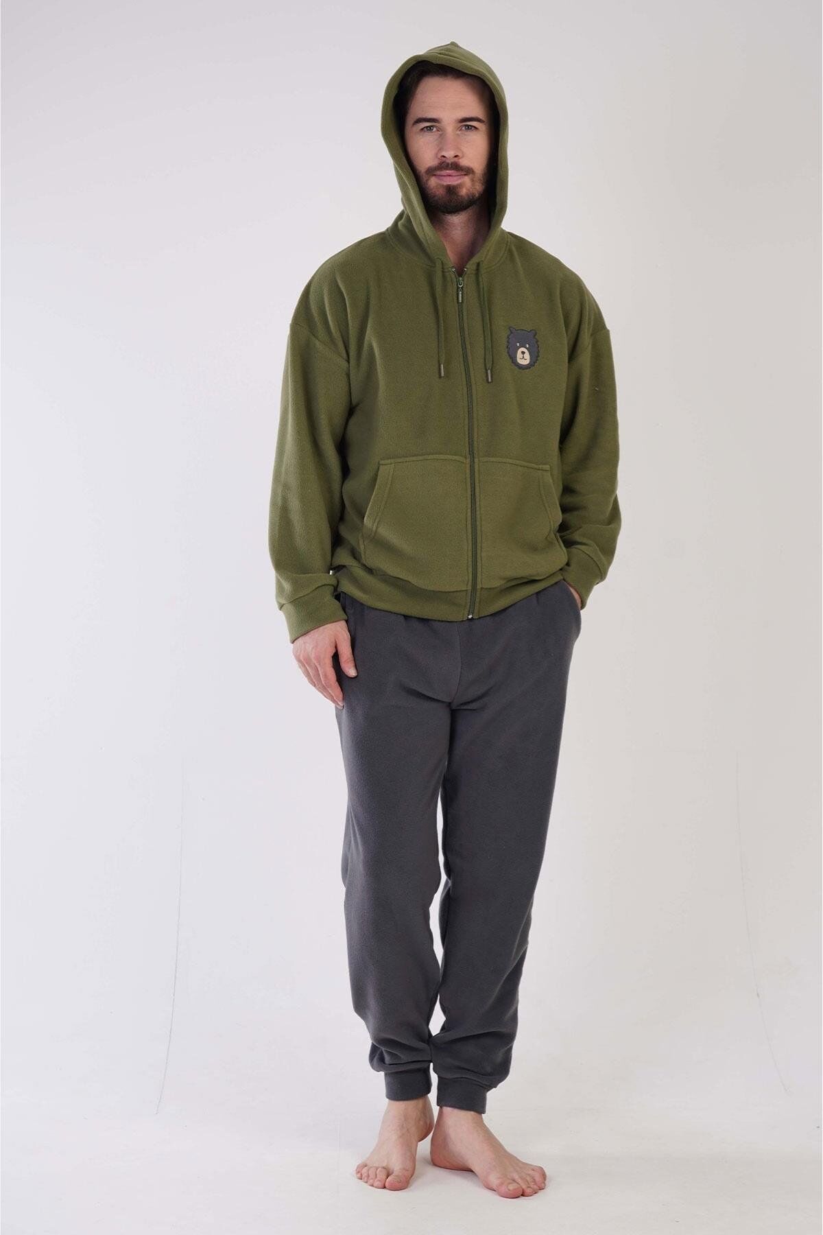 POLAR KAPŞONLU DÜŞÜK OMUZ ERKEK PİJAMA K304159