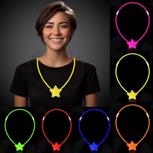 Glow Yıldız Kolye - Glow Kolye - Glow Partisi Yıldız Kolye 6 Adet