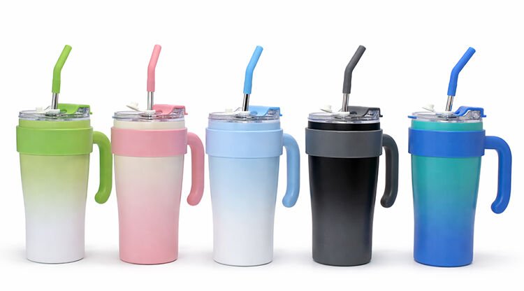 Mat Renk Isı Muhafazalı Kulplu Ve Pipetli Çelik Termos Kupa