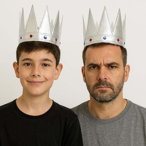 Gümüş Renk Eva Yumuşak Kral Kraliyet Tacı Yetişkin Çocuk Uyumlu 55 cm