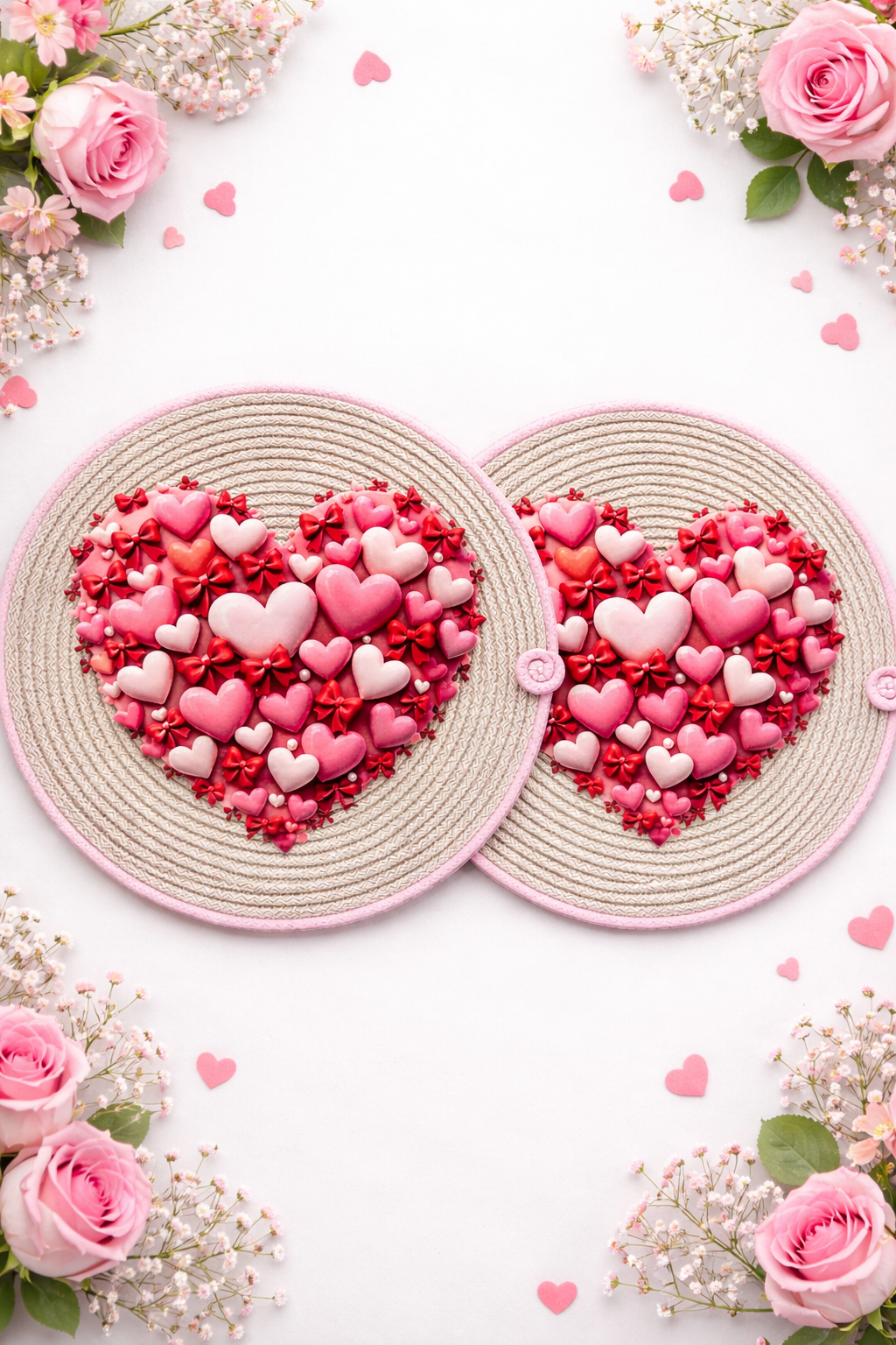 Kalp Desenli  Amerikan Servis 2’li Set