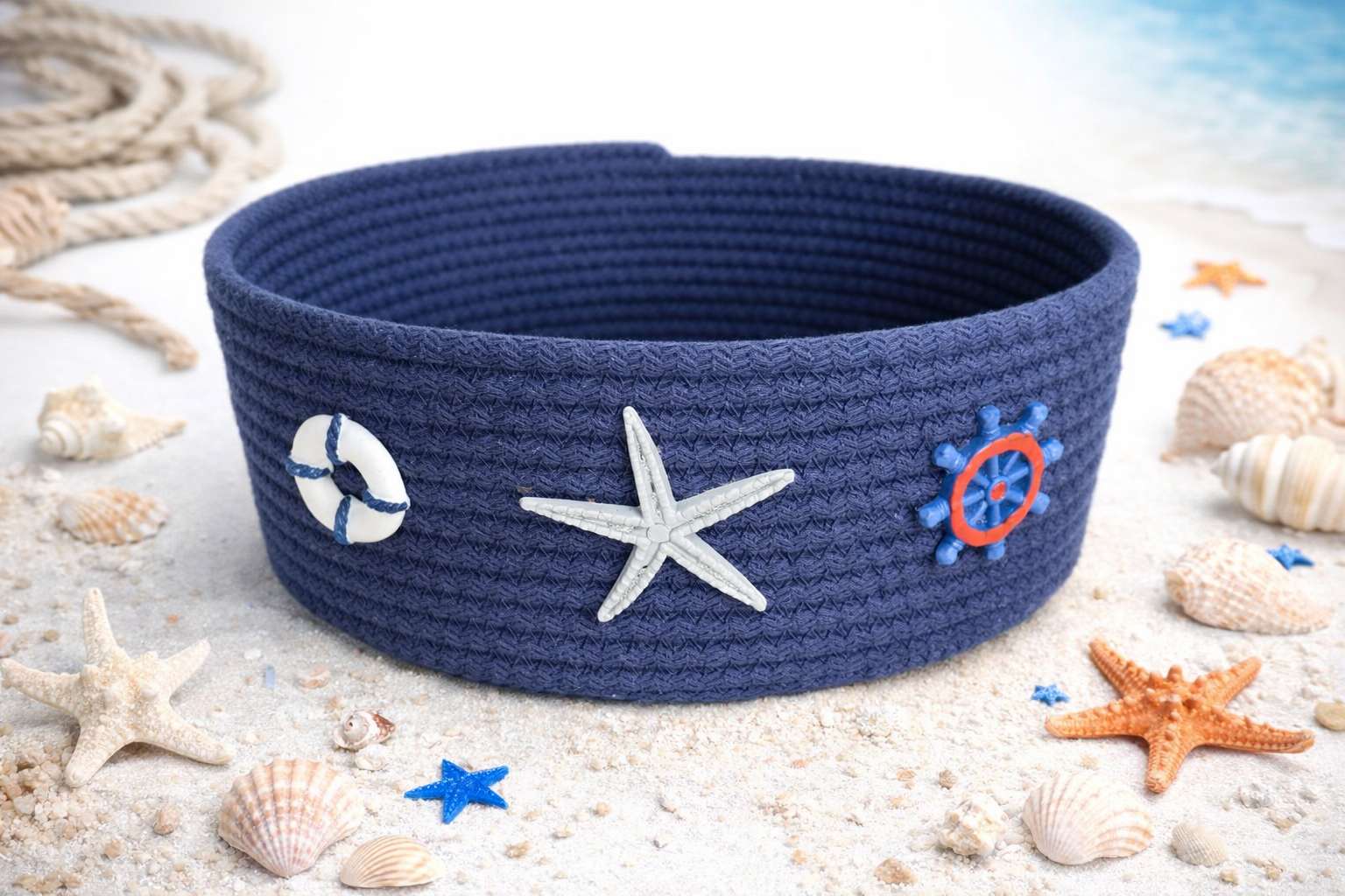 Deniz Temalı Dekoratif Hasır Sepet