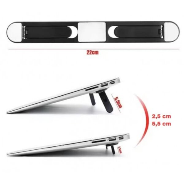 Siyah 2 Kademeli Katlanabilir ve Yapışkanlı Laptop Standı