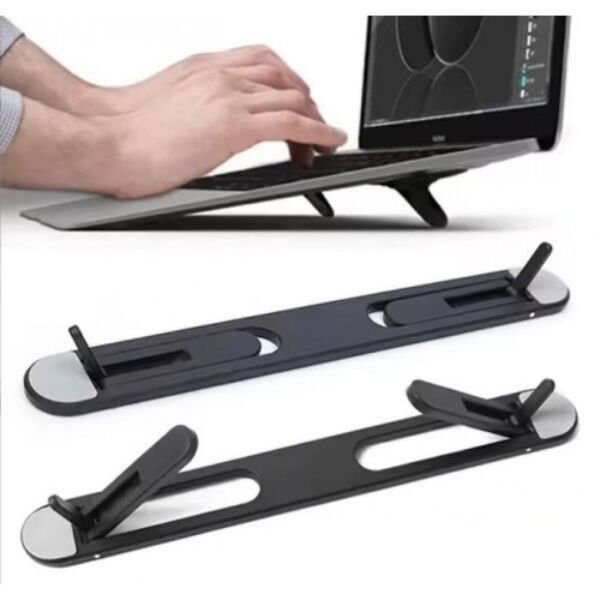Siyah 2 Kademeli Katlanabilir ve Yapışkanlı Laptop Standı