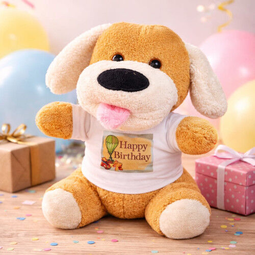 Toptan Happy Birthday Tişörtlü Peluş Oyuncak Köpek