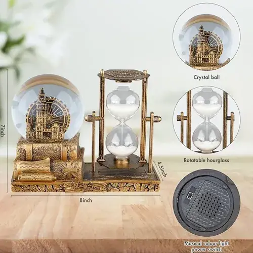 Dekoratif Kar Küresi ve Kum Saati Gold