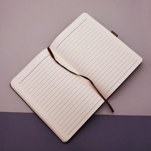 Toptan Kutulu Altın Şeritli Deri Defter Ve Kahverengi Metal Roller Kalem Set