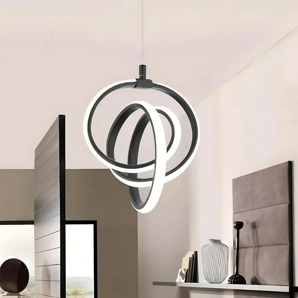 Emily Siyah Modern Sarkıt Led Avize Beyaz Işık Salon Mutfak Oda Hol Ledli Avize