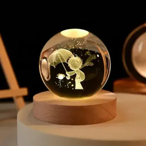 Dekoratif Küçük Prens Tasarımlı Işıklı Cam Küre