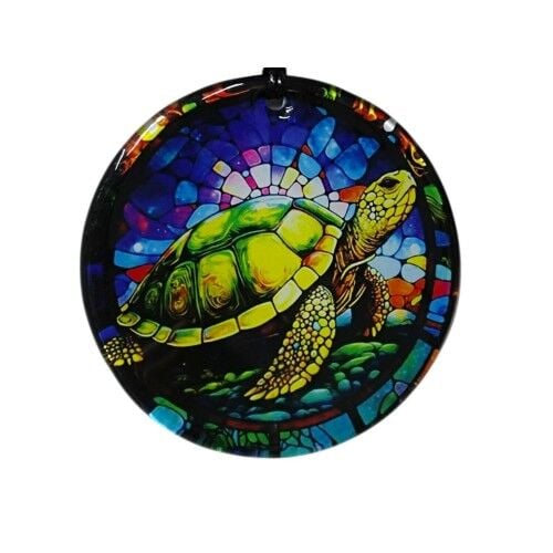 Kaplumbağa Desenli Mavi Renk 12 Cm Duvar Süsü