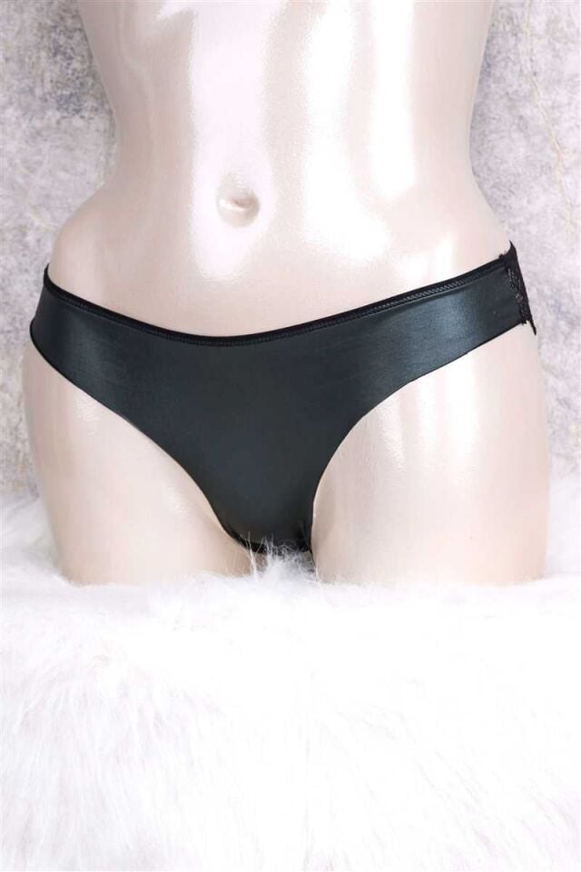 Kadın Parlak Kumaşlı Dantelli Slip (2769)