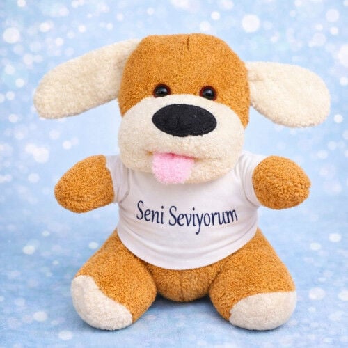 Toptan Seni Seviyorum Tişörtlü Sevimli Peluş Oyuncak Köpek