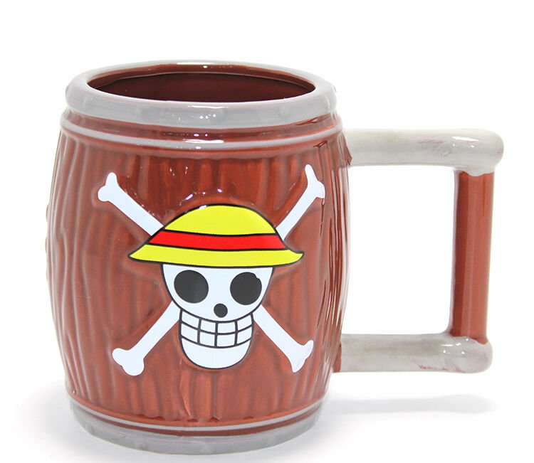 One Piece Hasır Şapka Korsanları 3D Fıçı Tasarımlı Kupa Bardak