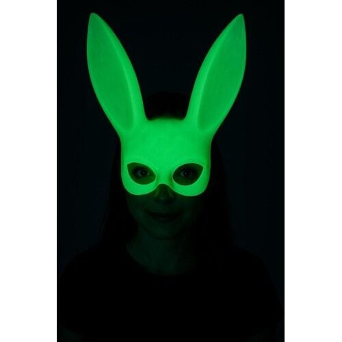 Karanlıkta Parlayan Fosforlu Tavşan Maskesi – Glow Bunny Masquerade Maske (32x22 cm)
