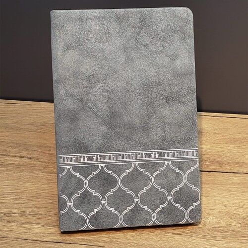 Desenli Gri Deri Defter