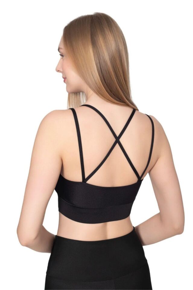 Pedli İnce Askılı Sırtı Çapraz Çift Askılı Spor Crop Büstiyer – Toparlayıcı Destek