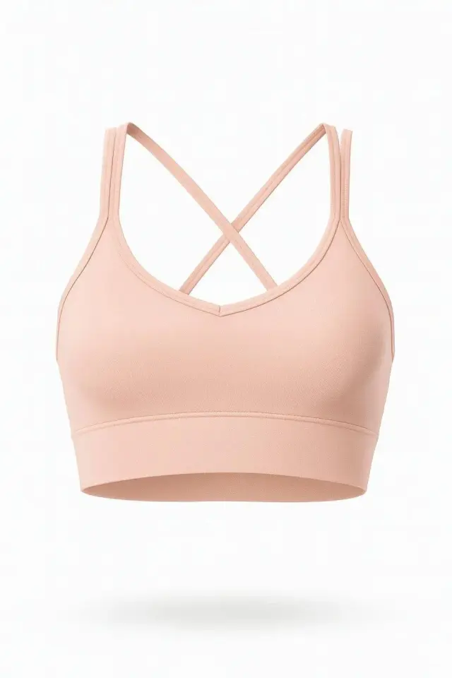 Pedli İnce Askılı Sırtı Çapraz Çift Askılı Spor Crop Büstiyer – Toparlayıcı Destek