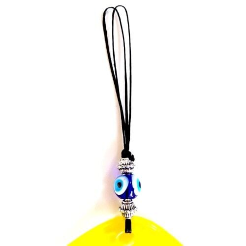 Mavi Nazar Boncuklu Sarı Renk Nazar Boncuklu Damla Desen El Yapımı Duvar Süsü