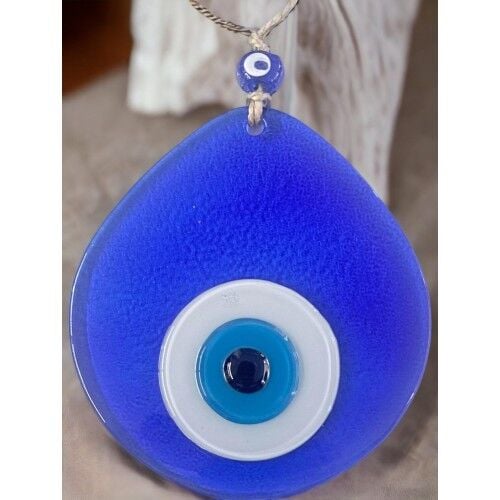 Mavi Nazar Boncuklu Şeffaf Mavi Renk Nazar Boncuklu  Duvar Süsü