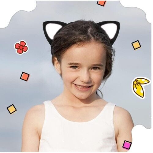 Kedi Kulak Taç Siyah İçi Beyaz Renk Pofuduk