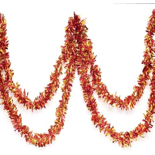 Kırmızı Altın Renk 4 cm Genişlik Garland Çift Renk Sim Süs 180 cm