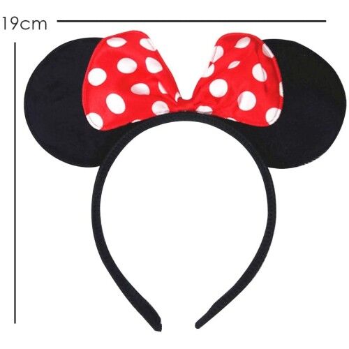Kırmızı Fiyonklu Minnie Mouse Taç Fare Tacı Kafa Bandı