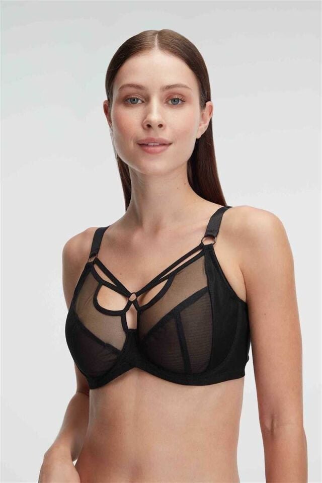 Kadın Tüllü Balenli Desteksiz Dolgusuz Yaka Detaylı Toparlayıcı Küçültücü Sütyen (3788)