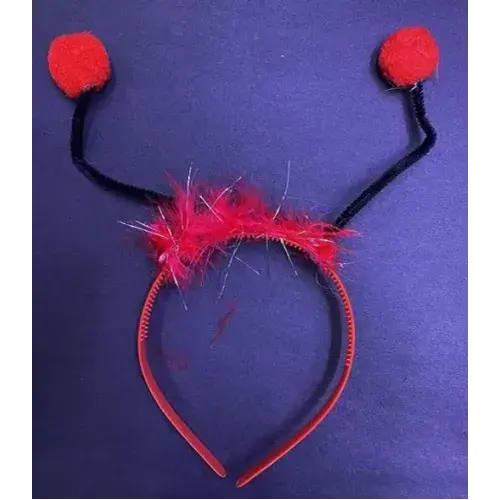 Kırmızı Ponponlu Gösteriler İçin Plastik Uğur Böceği Tacı