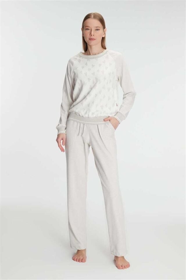 Anıl 11241 Kadın Uzun Kollu Sweatshirt Pantolon Takım Pijama Takımı