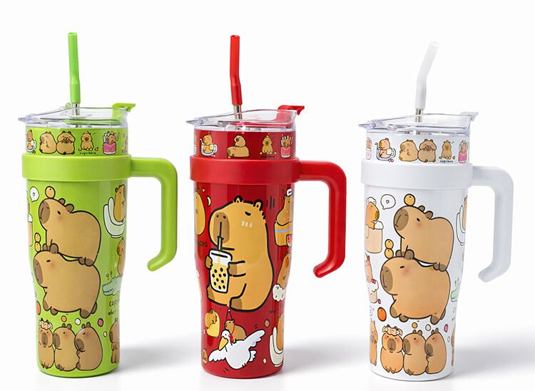 Sevimli Kapibara Pipetli Termos Suluk