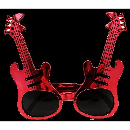 Kırmızı Renk Rockn Roll Gitar Şekilli Parti Gözlüğü 15x15 cm