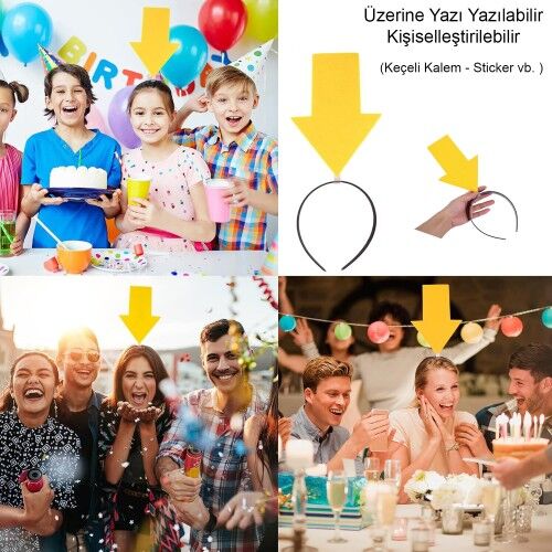 Kişiselleştirilebilir Ok Taç – Üzerine Yazı Yazılabilen Parti Tacı Sarı Renk