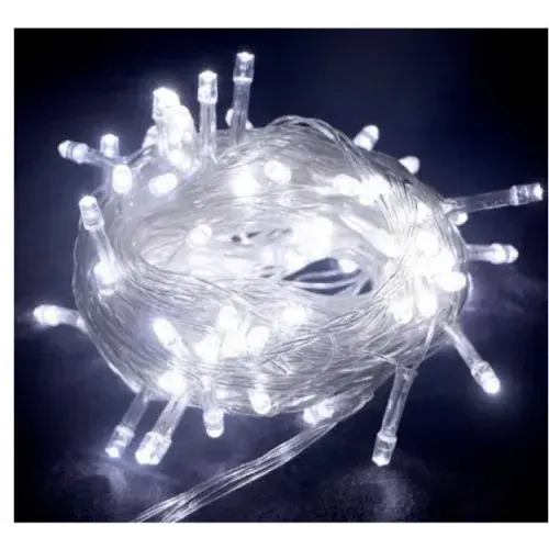 10m 100 Led Boncuk Lamba Beyaz Işık Şeffaf Kablo