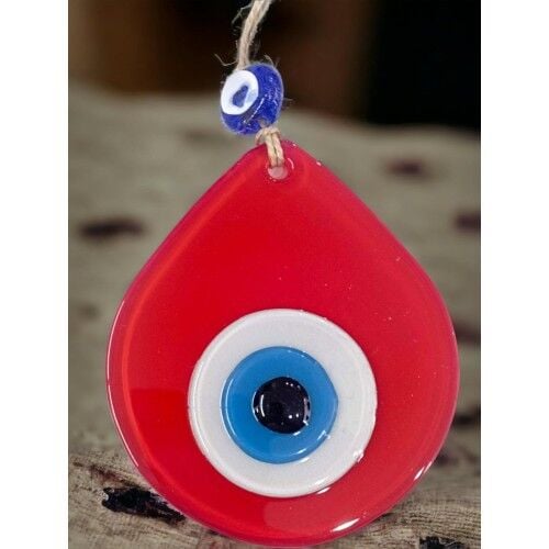 Orta Boy Kırmızı Damla Desen Nazar Boncuklu Duvar Dekoru