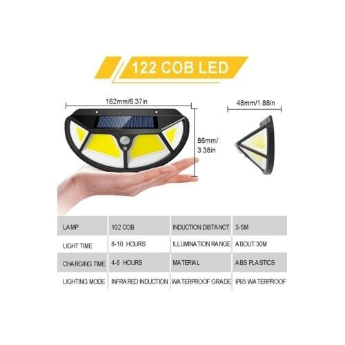 Fonksiyonel Sensörlü 122 Ledli Solar Bahçe Lambası