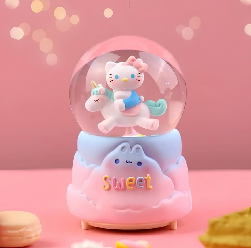 Hello Kitty İçi Dönmeli Püskürtmeli Işıklı Müzikli Kar Küresi Büyük Boy Model 2