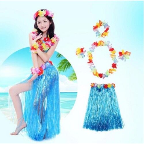 Luau Aloha Hawaii Partisi Etek Taç ve Bileklik Seti Mavi