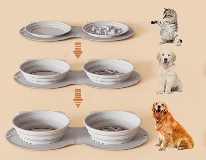 Mikopet Katlanabilir İkili Mama ve Su Kabı