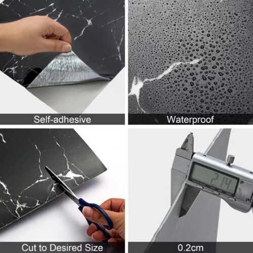 SİYAH MERMER DESENLİ ALÜMİNYUM PLASTİK DUVAR STİCKER (30*30)