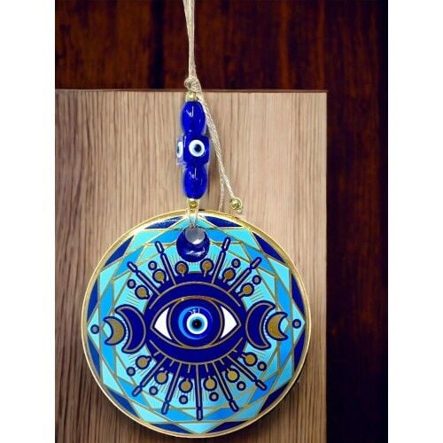 Tek Gözlü Piramit Desenli Nazar Boncuklu Duvar Süsü