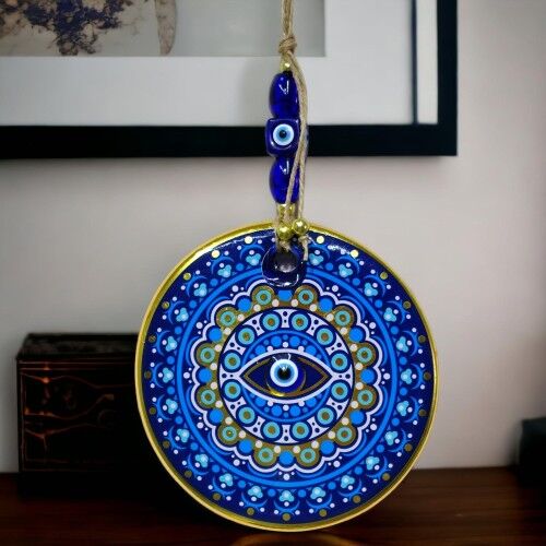 Yaldızlı Nazar Boncuklu Mavi Pembe Renkli Duvar Süsü