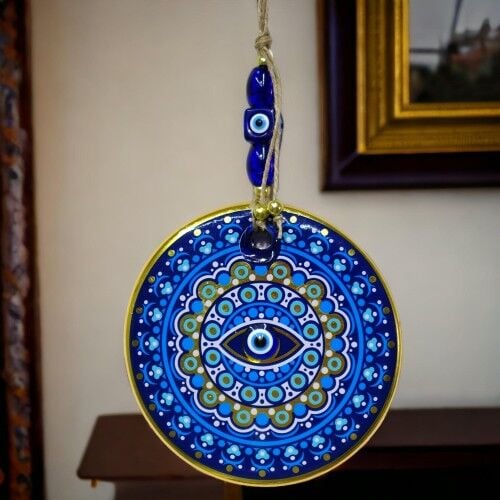 Yaldızlı Nazar Boncuklu Mavi Pembe Renkli Duvar Süsü