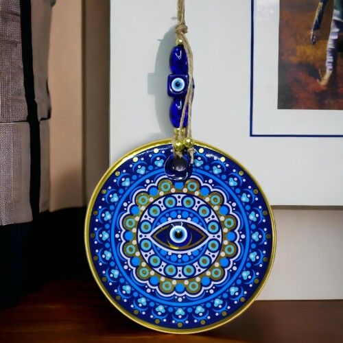 Yaldızlı Nazar Boncuklu Mavi Pembe Renkli Duvar Süsü