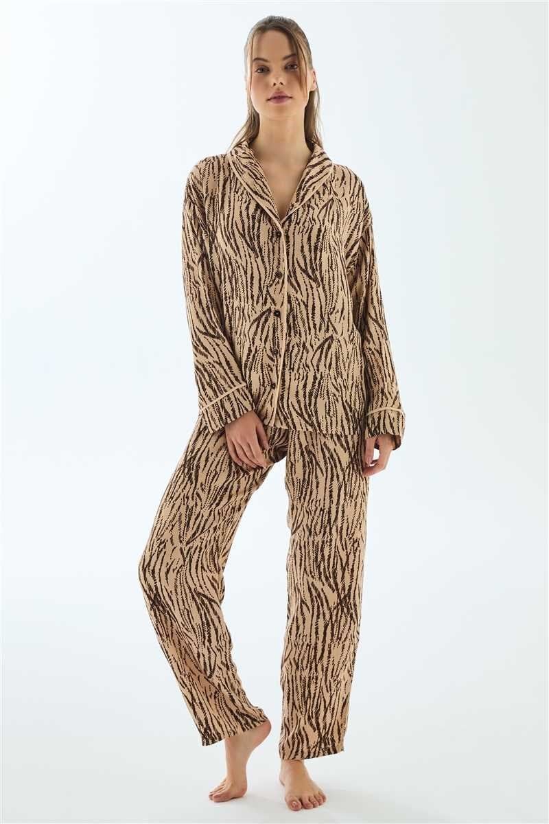 Anıl 11500 Uzun Kol Gömlek ve Pantolon Viskon Pijama Takımı