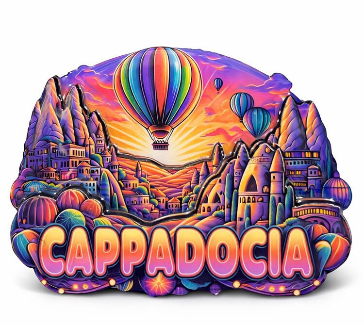 Kapadokya Temalı Ahşap Buzdolabı Magneti Model 2